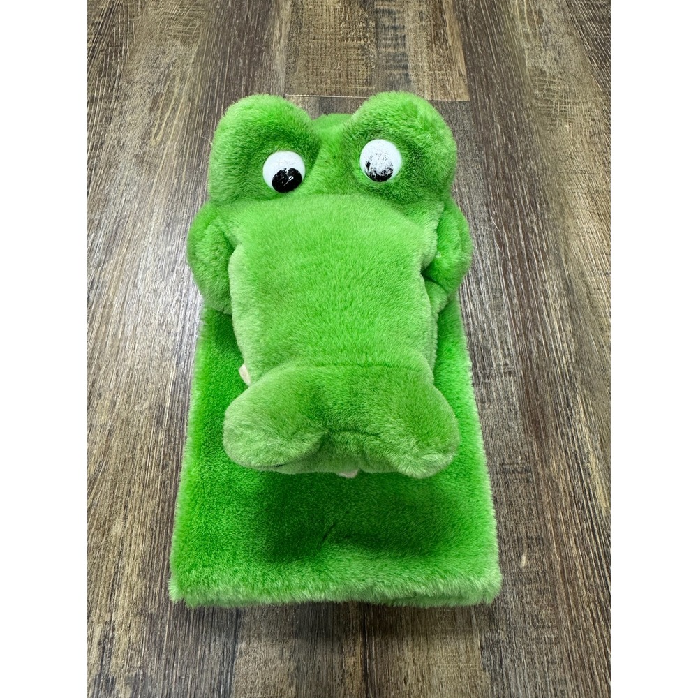 Dakin Green Alligator Crocodile Plush Hand Puppet Googly Eyes Faux Fur 9.5 Inch